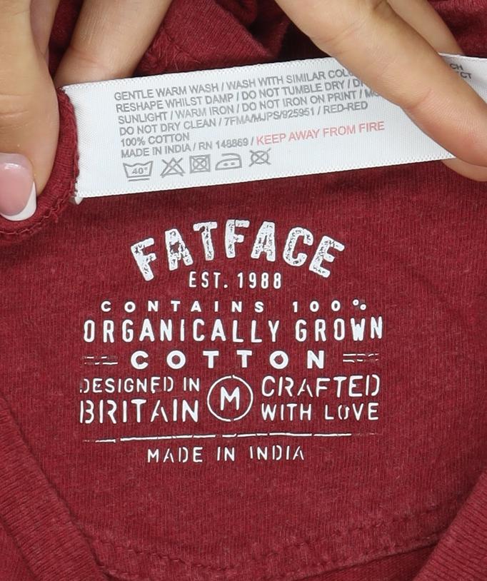 FatFace Men’s Red Cotton Crew Neck Logo T-Shirt Size M