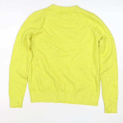 Marks & Spencer Women Yellow XS 95% Cashmere Crew Neck Pullover Jumper