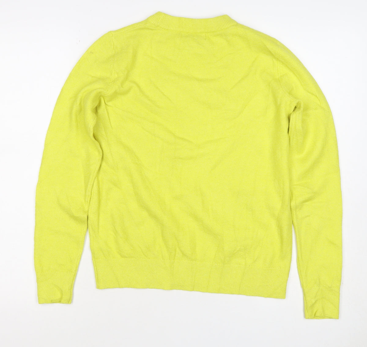 Marks & Spencer Women Yellow XS 95% Cashmere Crew Neck Pullover Jumper