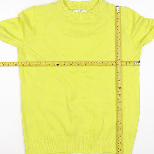 Marks & Spencer Women Yellow XS 95% Cashmere Crew Neck Pullover Jumper