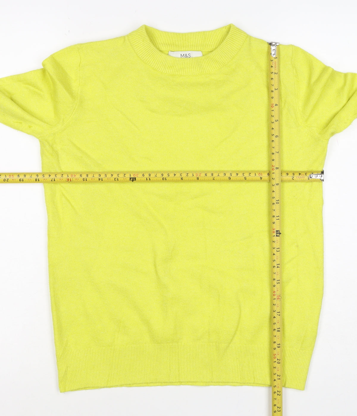 Marks & Spencer Women Yellow XS 95% Cashmere Crew Neck Pullover Jumper