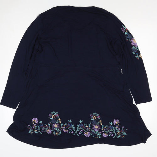 Desigual Women Navy Floral A-Line Knee Length V-Neck Dress UK 18