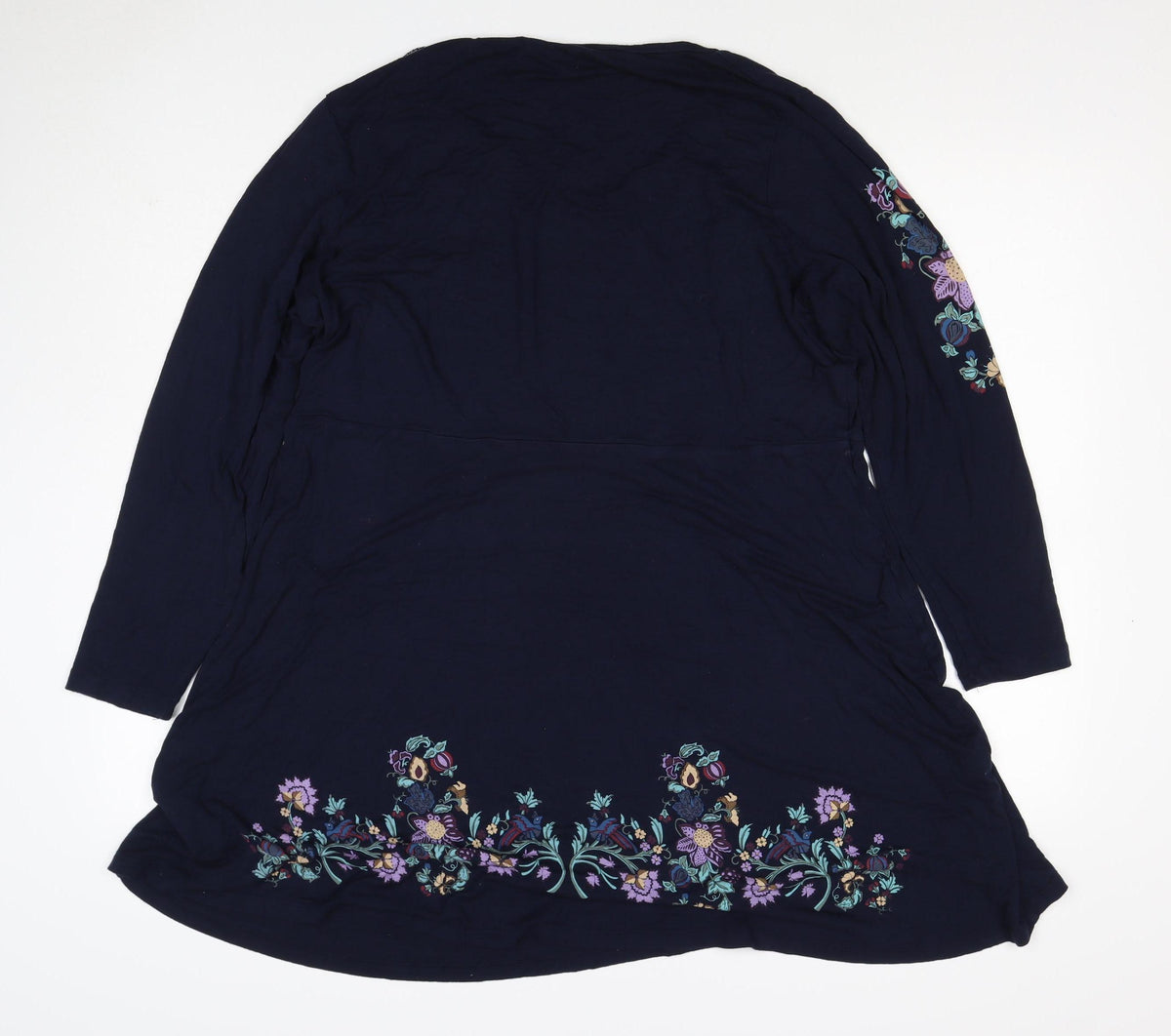 Desigual Women Navy Floral A-Line Knee Length V-Neck Dress UK 18