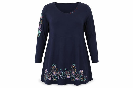 Front view of Desigual Women Navy Floral A-Line Knee Length V-Neck Dress UK 18