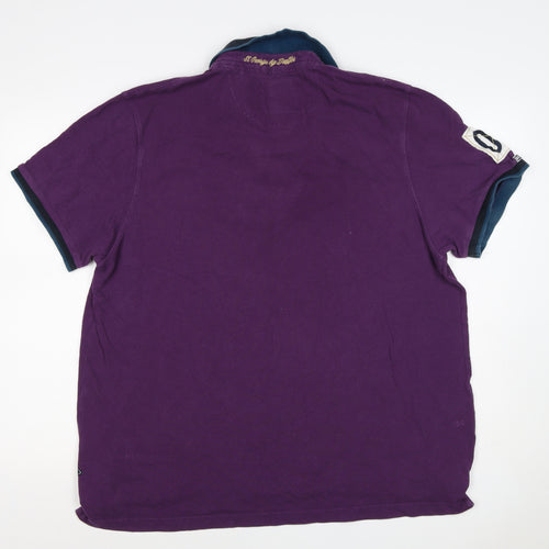 St George by Duffer Men's Purple XL Embroidered Logo Short Sleeve Polo