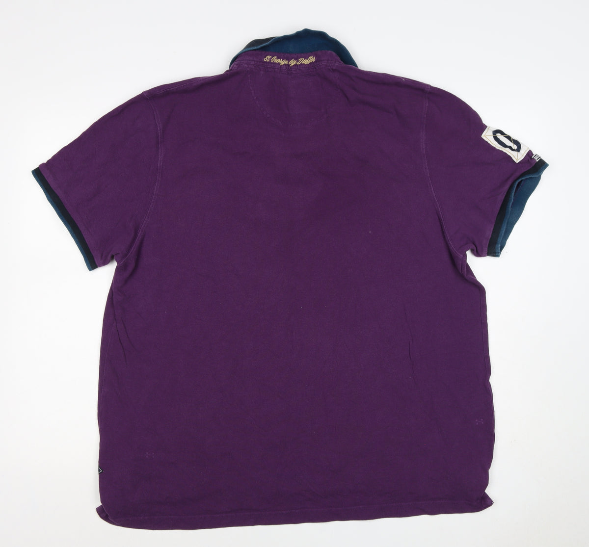 St George by Duffer Men's Purple XL Embroidered Logo Short Sleeve Polo