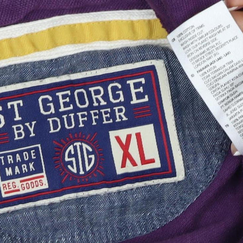 St George by Duffer Men's Purple XL Embroidered Logo Short Sleeve Polo