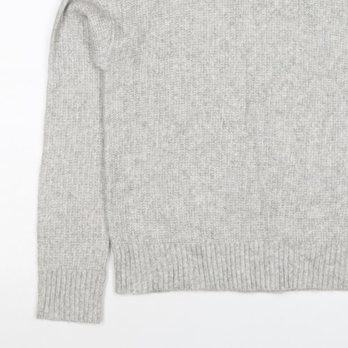 Marks and Spencer Women Grey S Ribbed Roll Neck Knit Jumper