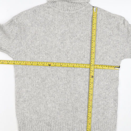 Marks and Spencer Women Grey S Ribbed Roll Neck Knit Jumper