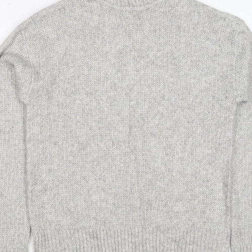 Marks and Spencer Women Grey S Ribbed Roll Neck Knit Jumper