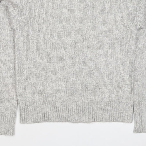 Marks and Spencer Women Grey S Ribbed Roll Neck Knit Jumper