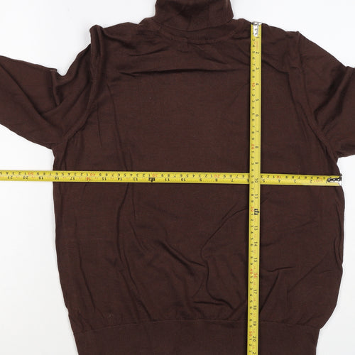 M&S Collection Women’s Brown Size 16 Merino Wool Roll Neck Jumper