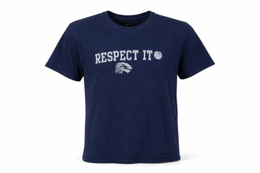 Nike Teens Blue L Respect It Basketball Lion Graphic T-Shirt