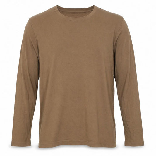 Cotton Traders Men’s Brown XL Long Sleeve Crew Neck Cotton T-Shirt
