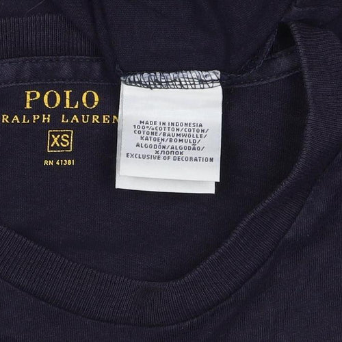 Polo Ralph Lauren Men's Navy XS Long Sleeve Crew Neck Logo T-Shirt