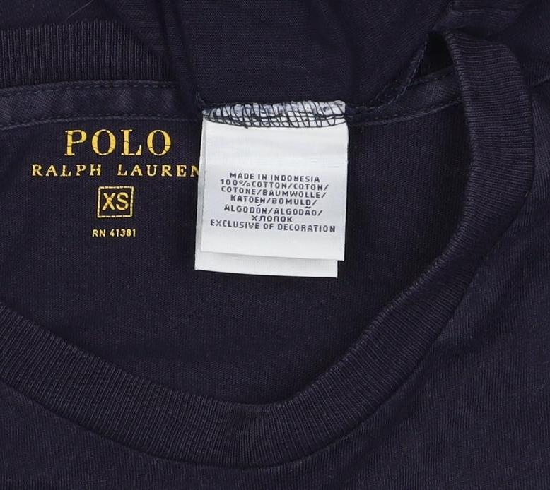 Polo Ralph Lauren Men's Navy XS Long Sleeve Crew Neck Logo T-Shirt
