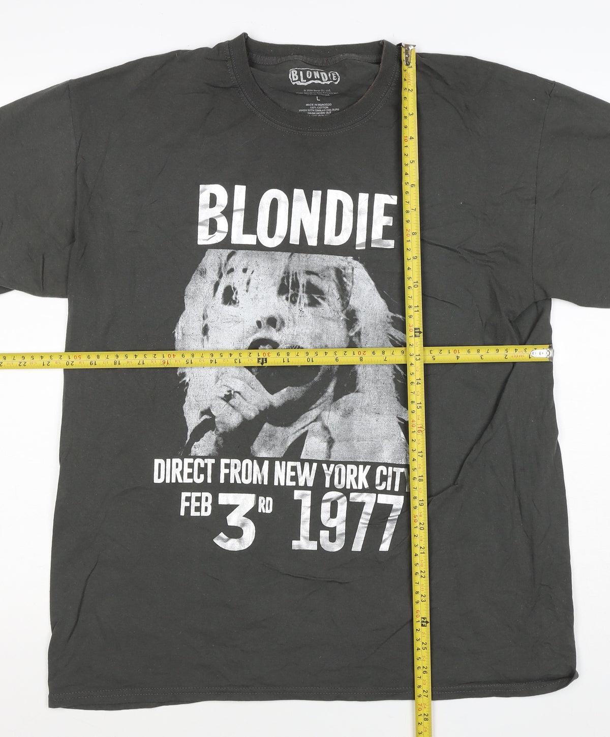 Blondie Unisex Adults Black L Band Graphic Crew Neck T-Shirt