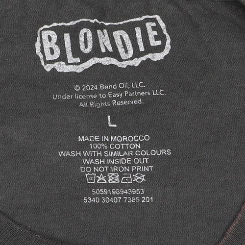 Blondie Unisex Adults Black L Band Graphic Crew Neck T-Shirt