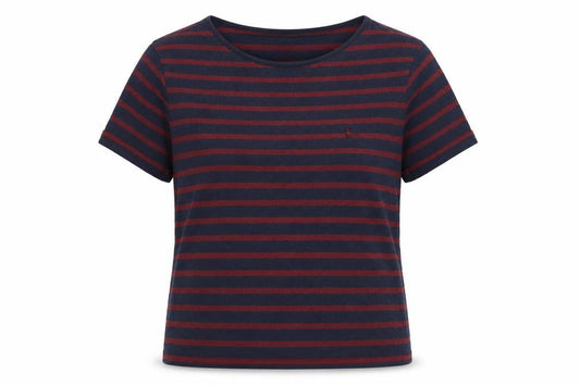 Jack Wills Women Blue Red Stripe UK 12 Basic Jersey T-Shirt Logo