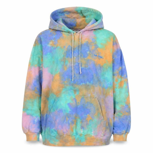 Front view of Iets Frans women’s multicoloured l tie dye pullover hoodie embroidered logo