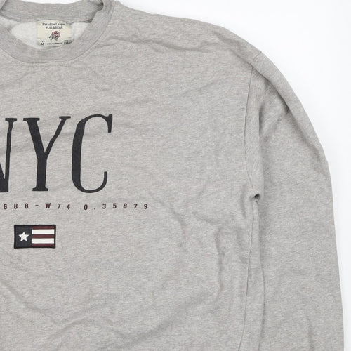 Pull&Bear Women’s Grey M NYC Graphic Fleece Crew Neck Sweatshirt