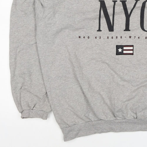 Pull&Bear Women’s Grey M NYC Graphic Fleece Crew Neck Sweatshirt