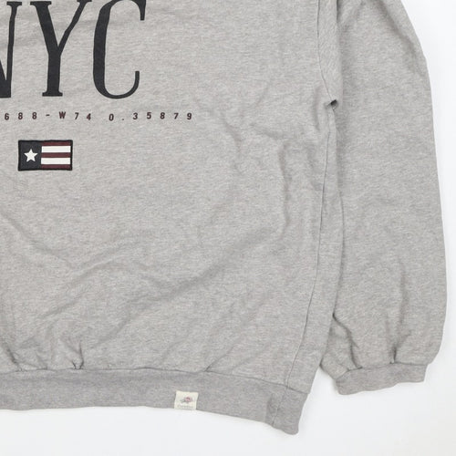 Pull&Bear Women’s Grey M NYC Graphic Fleece Crew Neck Sweatshirt