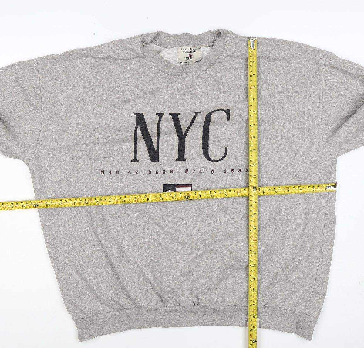 Pull&Bear Women’s Grey M NYC Graphic Fleece Crew Neck Sweatshirt