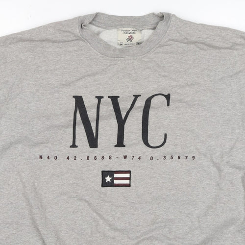 Pull&Bear Women’s Grey M NYC Graphic Fleece Crew Neck Sweatshirt