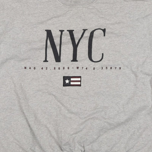 Pull&Bear Women’s Grey M NYC Graphic Fleece Crew Neck Sweatshirt
