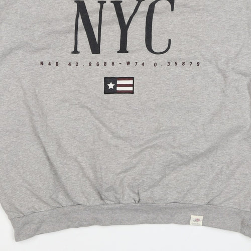 Pull&Bear Women’s Grey M NYC Graphic Fleece Crew Neck Sweatshirt