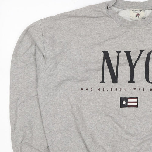 Pull&Bear Women’s Grey M NYC Graphic Fleece Crew Neck Sweatshirt