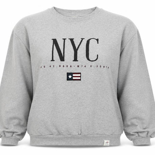 Pull&Bear Women’s Grey M NYC Graphic Fleece Crew Neck Sweatshirt