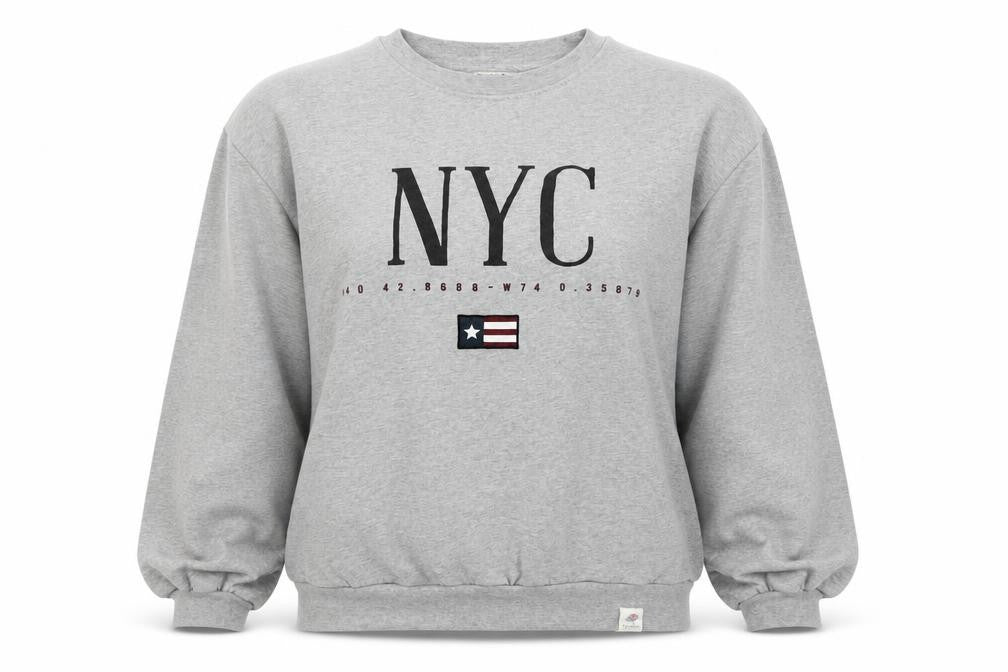 Pull&Bear Women’s Grey M NYC Graphic Fleece Crew Neck Sweatshirt