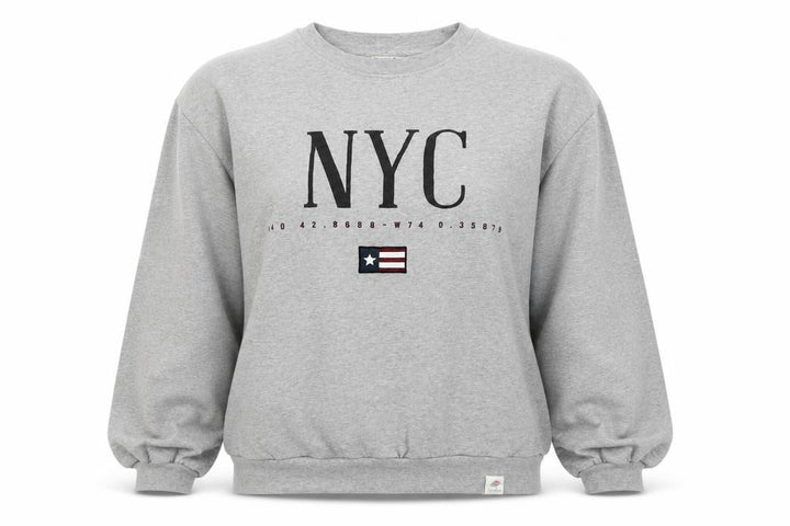 Pull&Bear Women’s Grey M NYC Graphic Fleece Crew Neck Sweatshirt