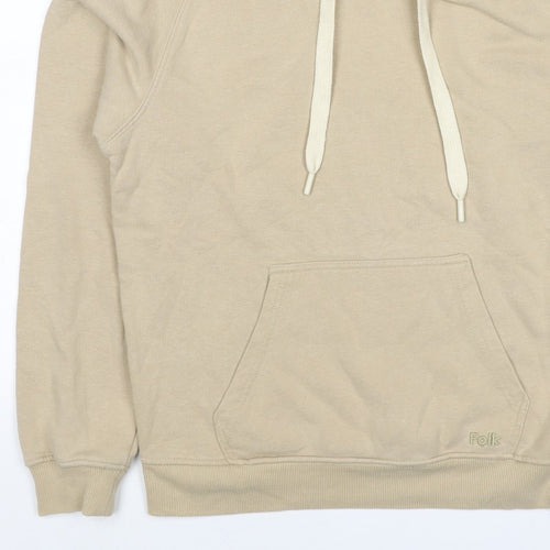 Folk Women’s Beige Size 12 Pullover Hoodie Cotton Blend Logo