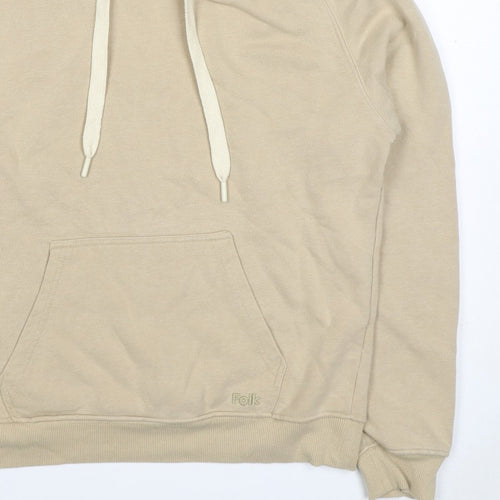 Folk Women’s Beige Size 12 Pullover Hoodie Cotton Blend Logo