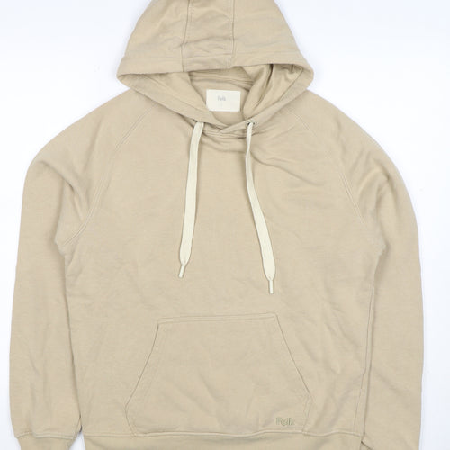 Folk Women’s Beige Size 12 Pullover Hoodie Cotton Blend Logo