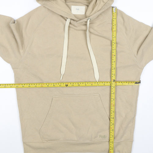 Folk Women’s Beige Size 12 Pullover Hoodie Cotton Blend Logo