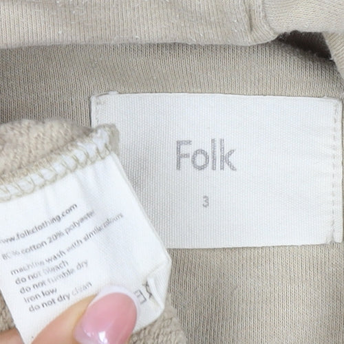 Folk Women’s Beige Size 12 Pullover Hoodie Cotton Blend Logo