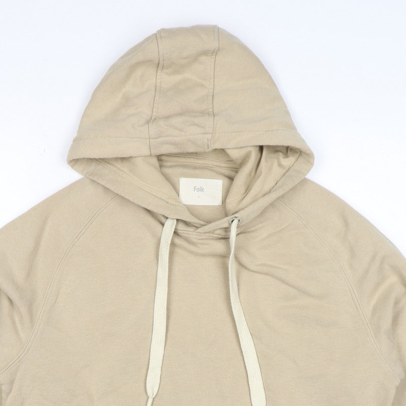 Folk Women’s Beige Size 12 Pullover Hoodie Cotton Blend Logo