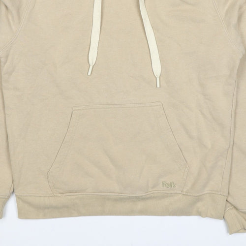 Folk Women’s Beige Size 12 Pullover Hoodie Cotton Blend Logo