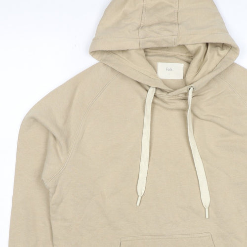 Folk Women’s Beige Size 12 Pullover Hoodie Cotton Blend Logo