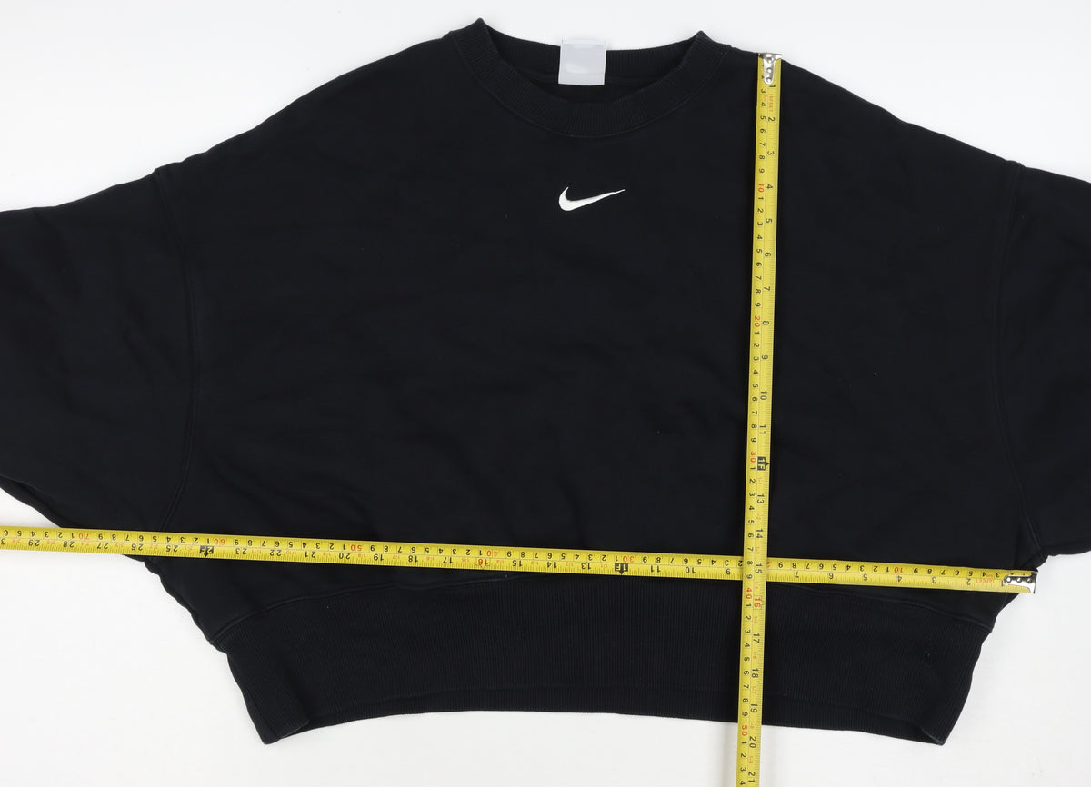 Brand and care label for Nike Women Black S Pullover Sweatshirt Crew Neck Logo Long Sleeve