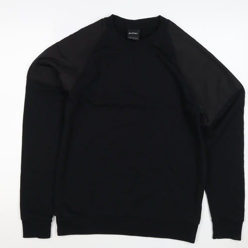 Outfitters Men’s Black M Crew Neck Pullover Sweatshirt Contrast Sleeves