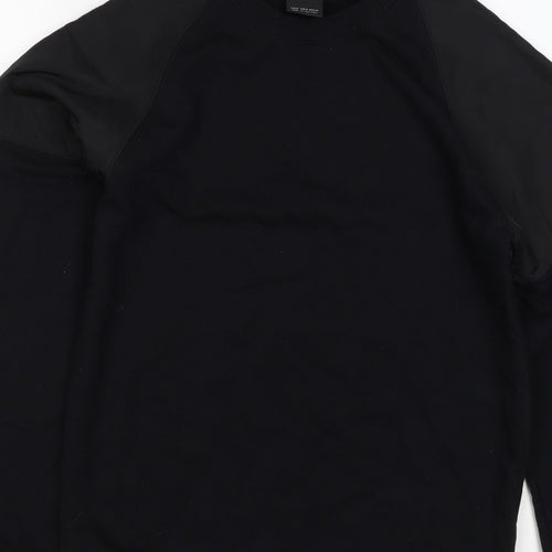 Outfitters Men’s Black M Crew Neck Pullover Sweatshirt Contrast Sleeves