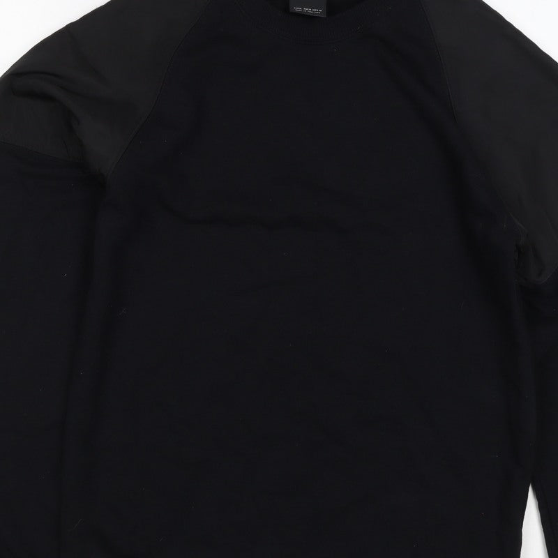 Outfitters Men’s Black M Crew Neck Pullover Sweatshirt Contrast Sleeves