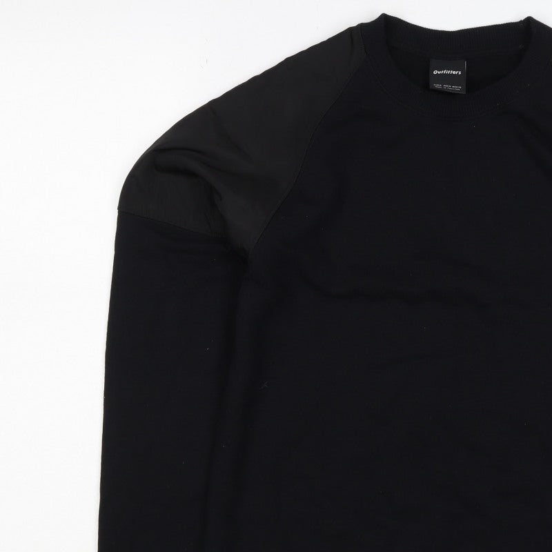 Outfitters Men’s Black M Crew Neck Pullover Sweatshirt Contrast Sleeves
