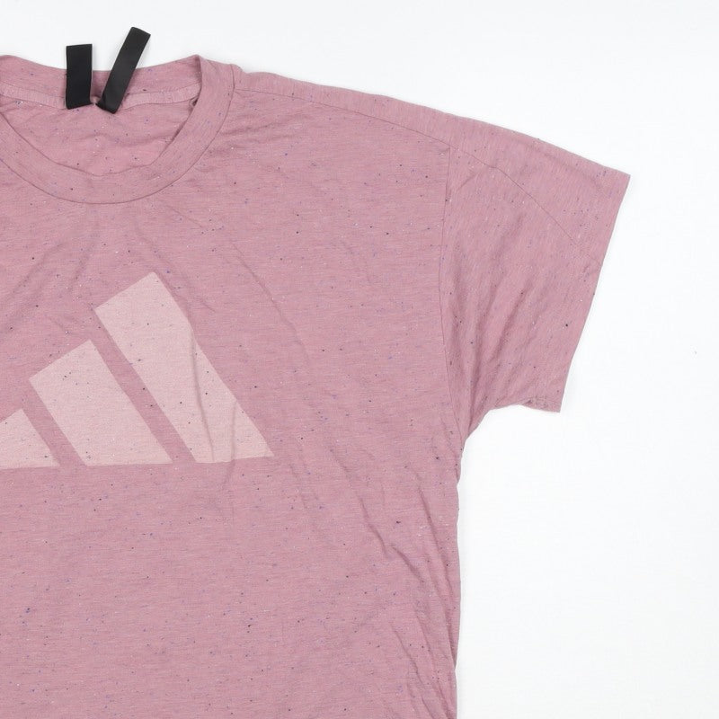 adidas Women Pink UK 20 Speckled Logo Raglan Jersey T-Shirt