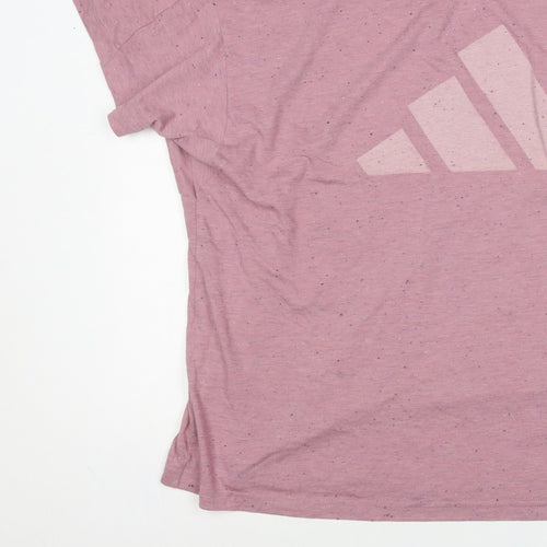 adidas Women Pink UK 20 Speckled Logo Raglan Jersey T-Shirt